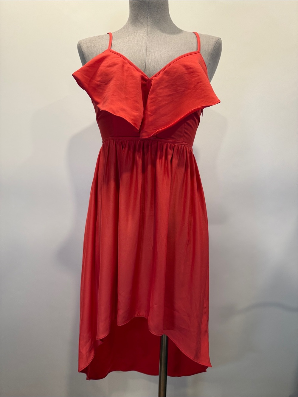 Kimchi Blue High-Low Dress | XS | Coral | Ruffle Bodice